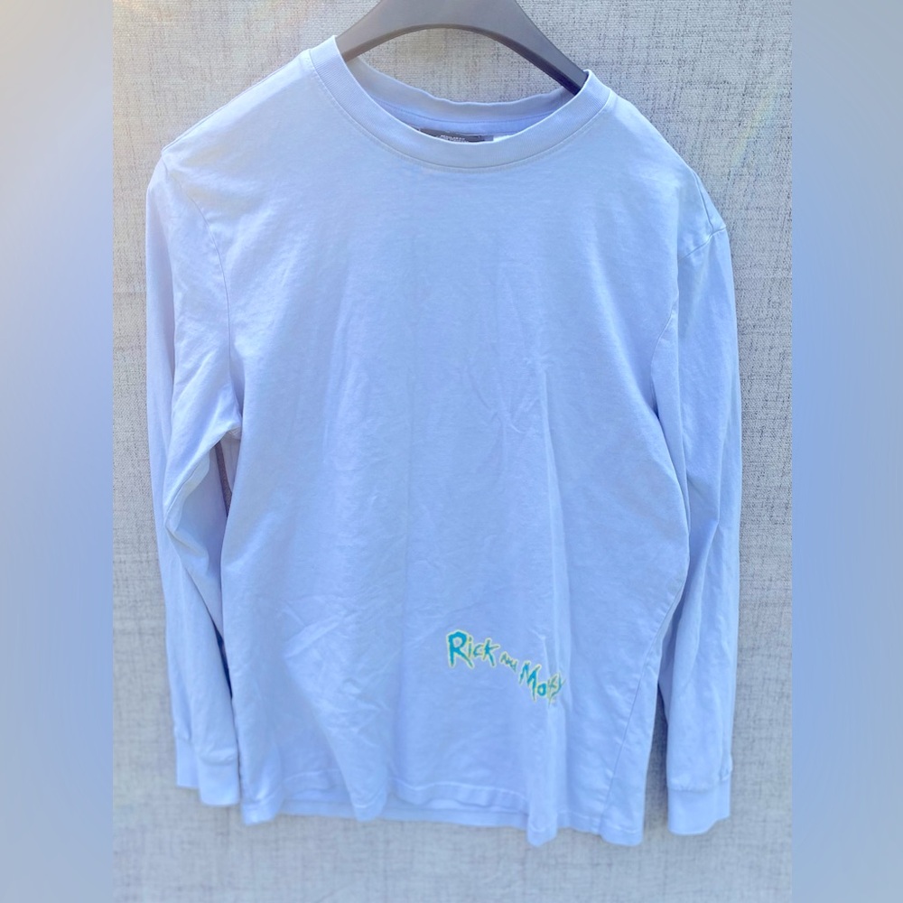 Light Baby Blue Long Sleeve H&M Rick & Morty Shirt- Men’s Small